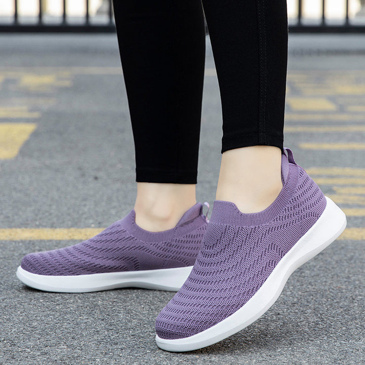 Damen nan Feinstrick-Ballerina-Sneaker mit elastischem Einstieg, gepolstertem Komfortfußbett und flexibler Leichtsohle Drune