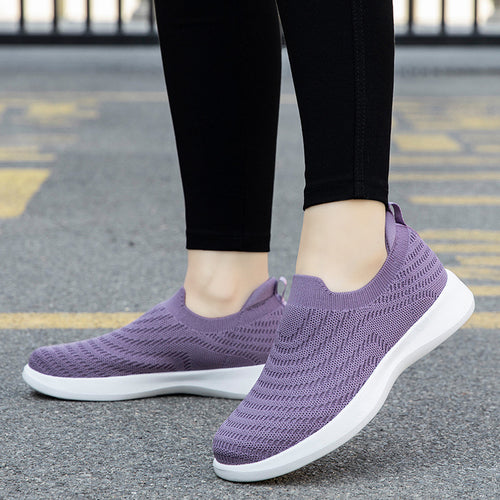 Damen nan Feinstrick-Ballerina-Sneaker mit elastischem Einstieg, gepolstertem Komfortfußbett und flexibler Leichtsohle Drune