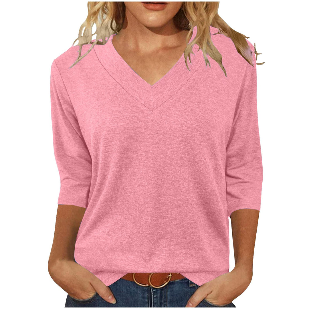 Damen V-Ausschnitt Shirt mit 3/4-Ärmeln Drune