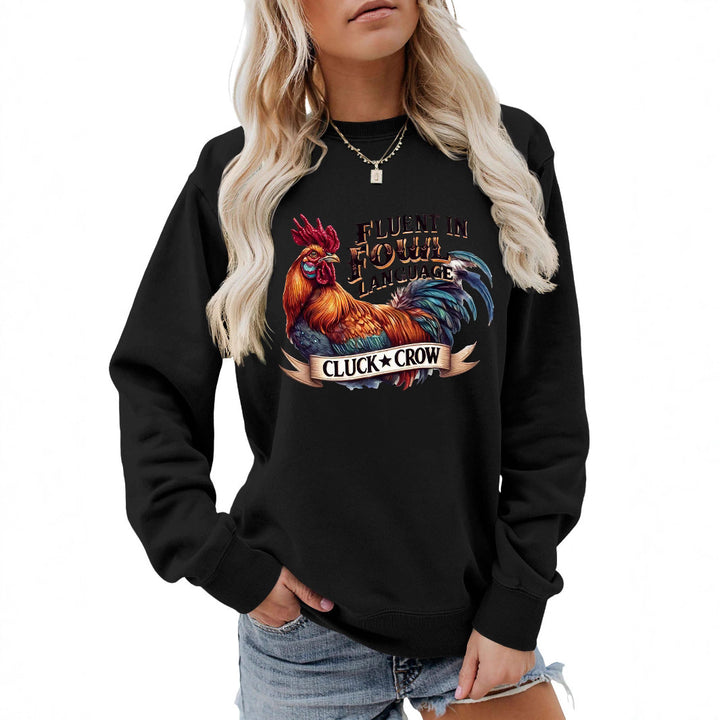 Damen Sweatshirt mit humorvollem Hühnermotiv und bequemer Passform Drune