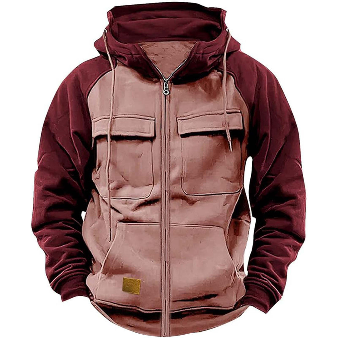 Herren nan Utility-Kapuzenjacke mit Materialmix, Brusttaschen und Reißverschluss Drune