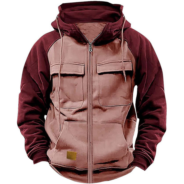 Herren nan Utility-Kapuzenjacke mit Materialmix, Brusttaschen und Reißverschluss Drune