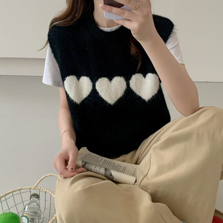 Damen Strickpullover mit Herzmotiv Drune