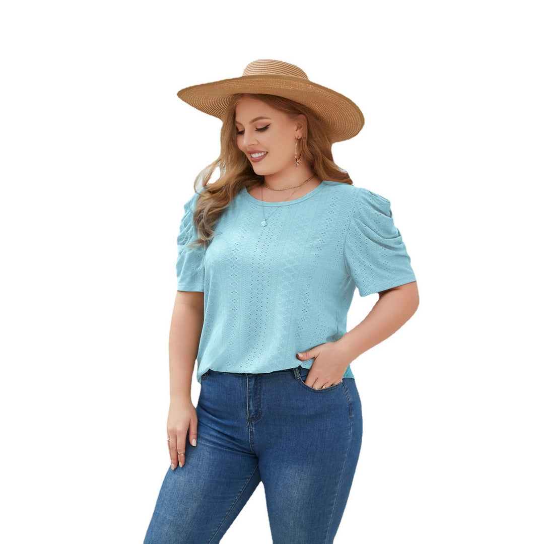 Damen Elegantes Blusenshirt mit Puffärmeln und Strukturmuster Drune