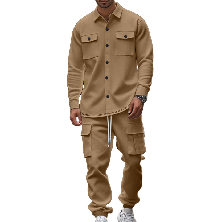 Herren nan athletisches Hemdjacke-Overshirt mit aufgesetzten Brustklappen und durchgehender Knopfleiste Drune