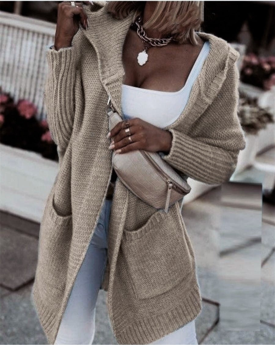 Damen Strickjacke mit Kapuze Drune