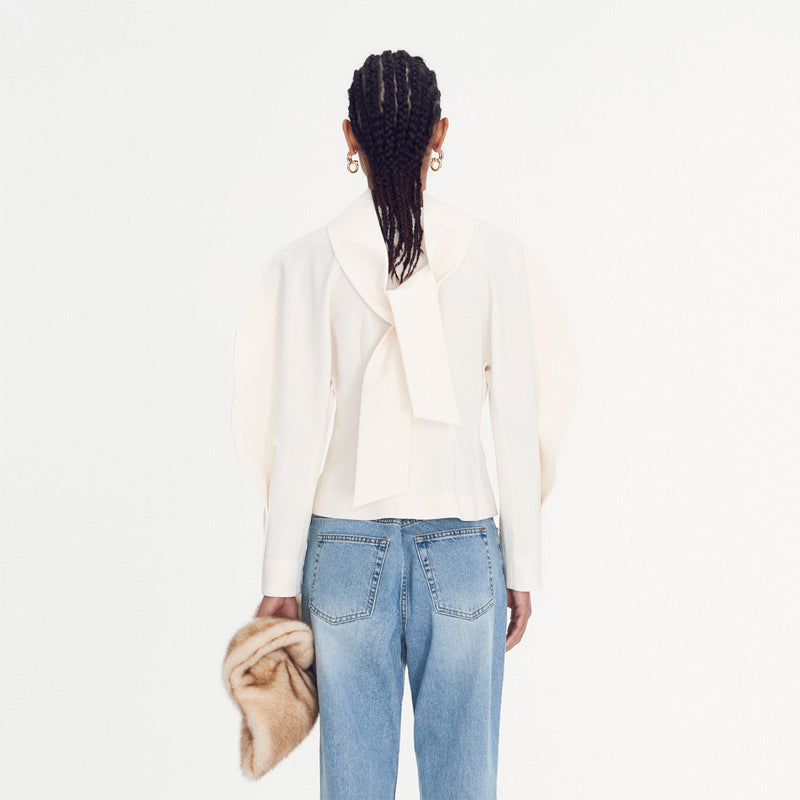 Damen elegante Oversize-Jacke mit hohem Kragen und modernen Details Drune