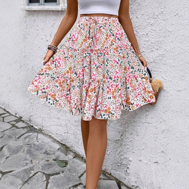 Damen Sommerrock mit charmanten Volantdetails und floralem Muster Drune