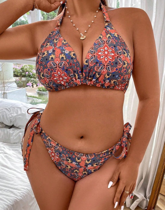 Damen Triangel-Bikini-Set mit verstellbaren Trägern und charmantem Blumendesign Drune