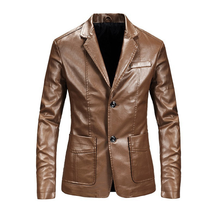 Herren elegante Kunstlederjacke mit modernem Schnitt und praktischen Taschen Drune