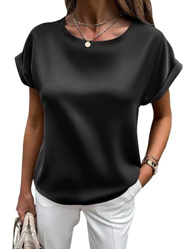 Drune | Satin-T-Shirt mit Umgeschlagenen Ärmeln für Damen