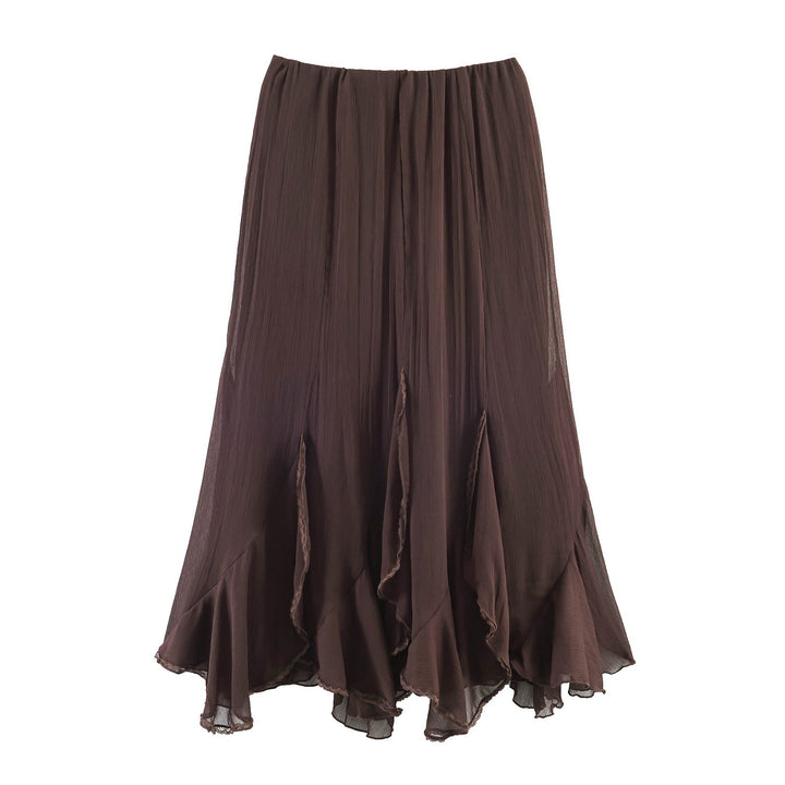 Damen Eleganter, fließender Maxirock mit Volants Drune