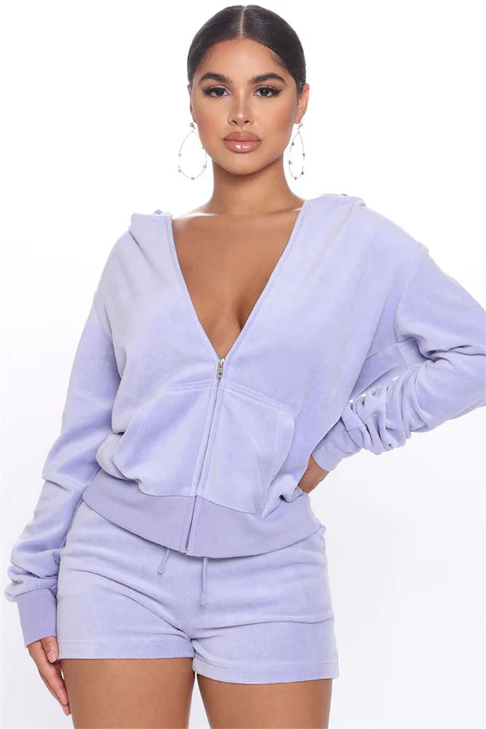 Damen Fleece Kapuzenset Drune