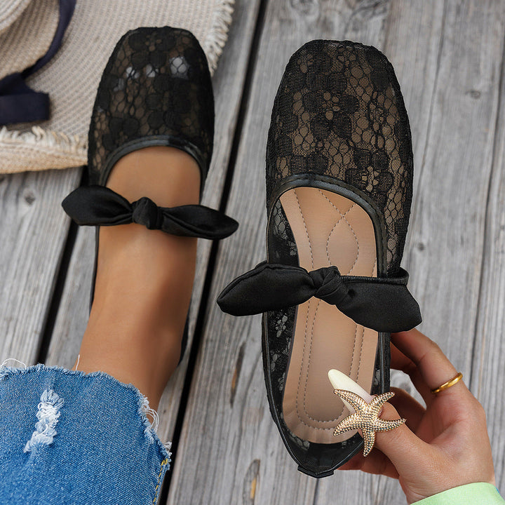 Damen elegante Ballerinas mit floralen Applikationen und rutschfester Sohle Drune
