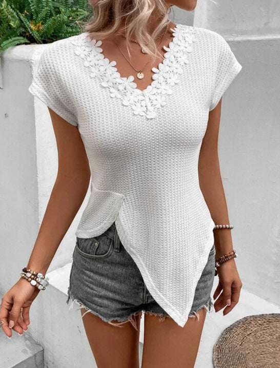 Damen modisches Oberteil mit floralem Detail Drune