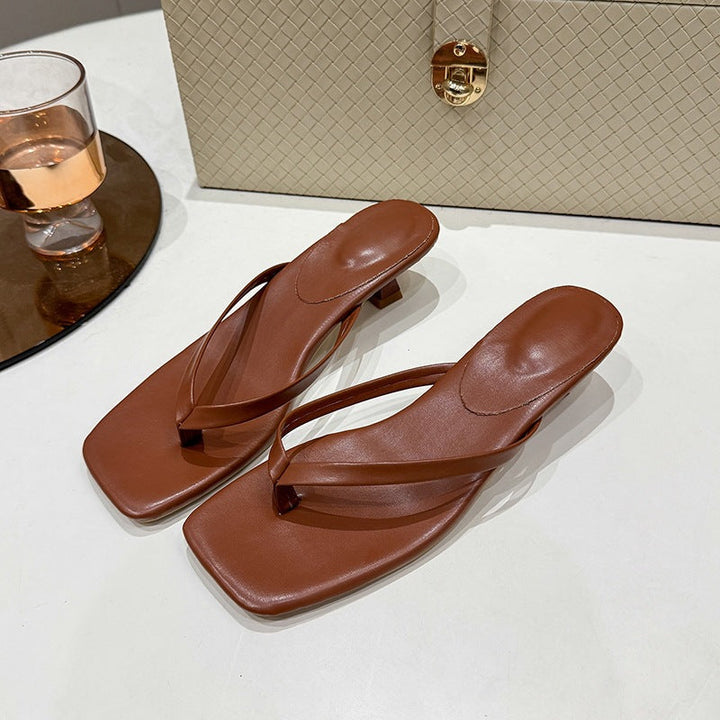 Damen Minimalistische Zehentrenner-Sandalen mit elegantem Absatz Drune