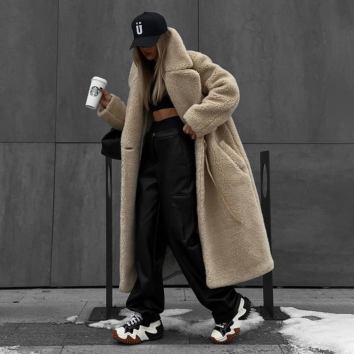 Damen gemütlicher oversized Wintermantel mit weichem Teddyfell Drune