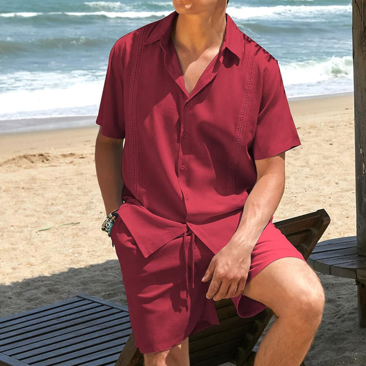 Herren lässiges Strandhemd mit kurzen Ärmeln und hochwertigem atmungsaktivem Stoff Drune