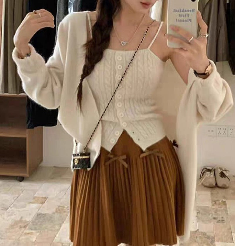 Damen Strickset mit Knopfleiste und lässigem Design Drune