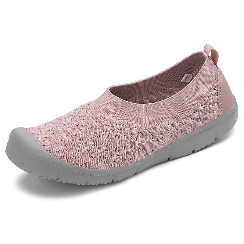 Damen nan atmungsaktiver Strick-Ballerina-Slipper mit verstärkter Zehenkappe elastischem Einstieg und flexibler Profilsohle Drune