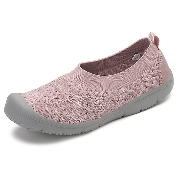 Damen nan atmungsaktiver Strick-Ballerina-Slipper mit verstärkter Zehenkappe elastischem Einstieg und flexibler Profilsohle Drune
