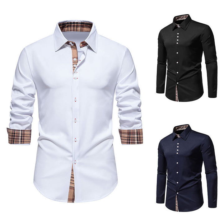 Herren elegantes Langarmhemd mit modernen Karo-Akzenten Drune
