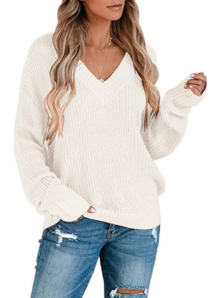 Damen Strickpullover mit V-Ausschnitt und strukturiertem Design Drune