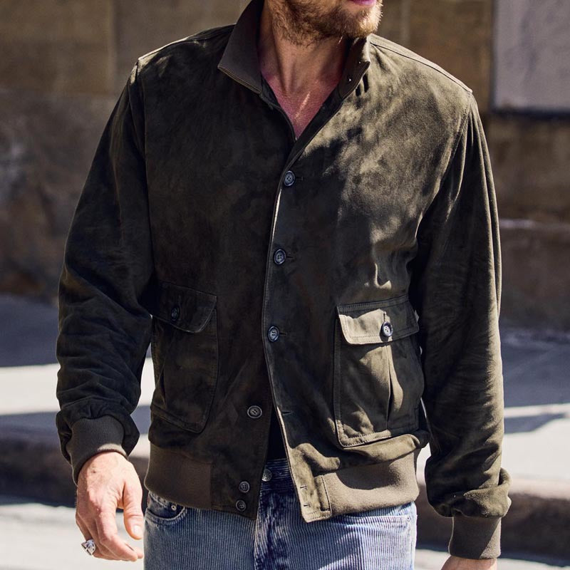 Herren elegante Suede Bomberjacke