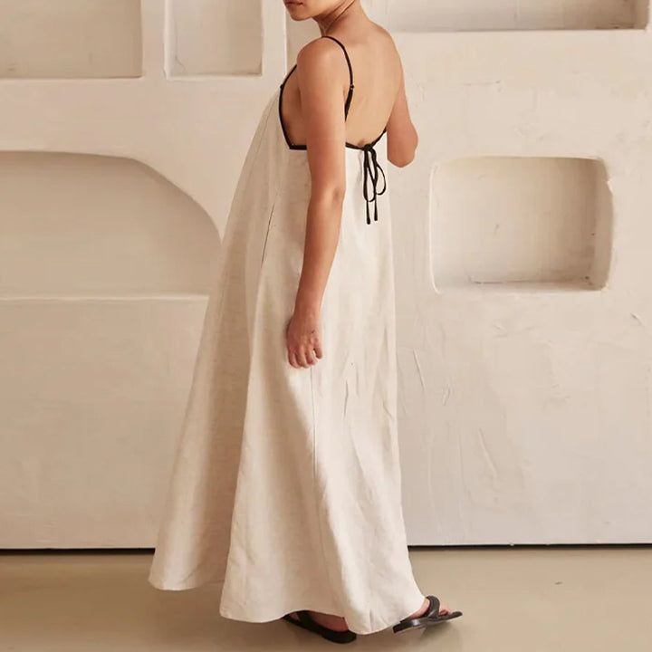 Damen Maxikleid mit lockerem Schnitt und verstellbaren Spaghettiträgern Drune