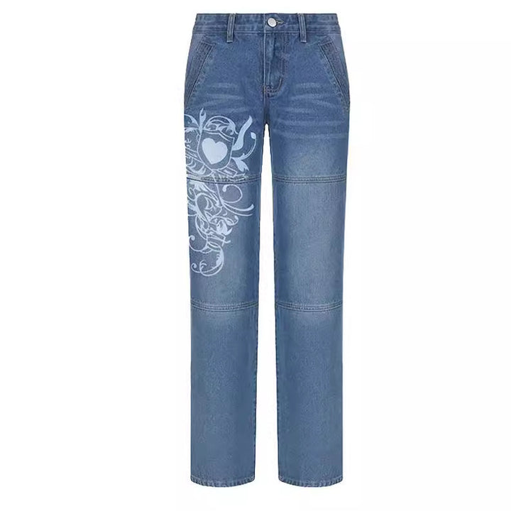 Damen weite Jeans mit einzigartigem grafischen Design Drune