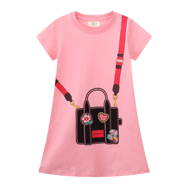 Mädchen T-Shirt Kleid mit kreativem Taschenmotiv Drune