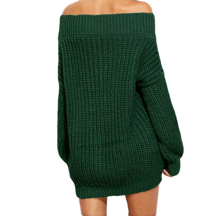 Damen Grobstrickpullover mit weitem V-Ausschnitt und lässigem Schnitt Drune