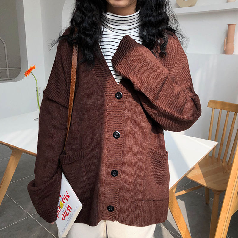 Damen lässiger Strickcardigan mit dekorativen Knopfdetails und oversized Passform Drune