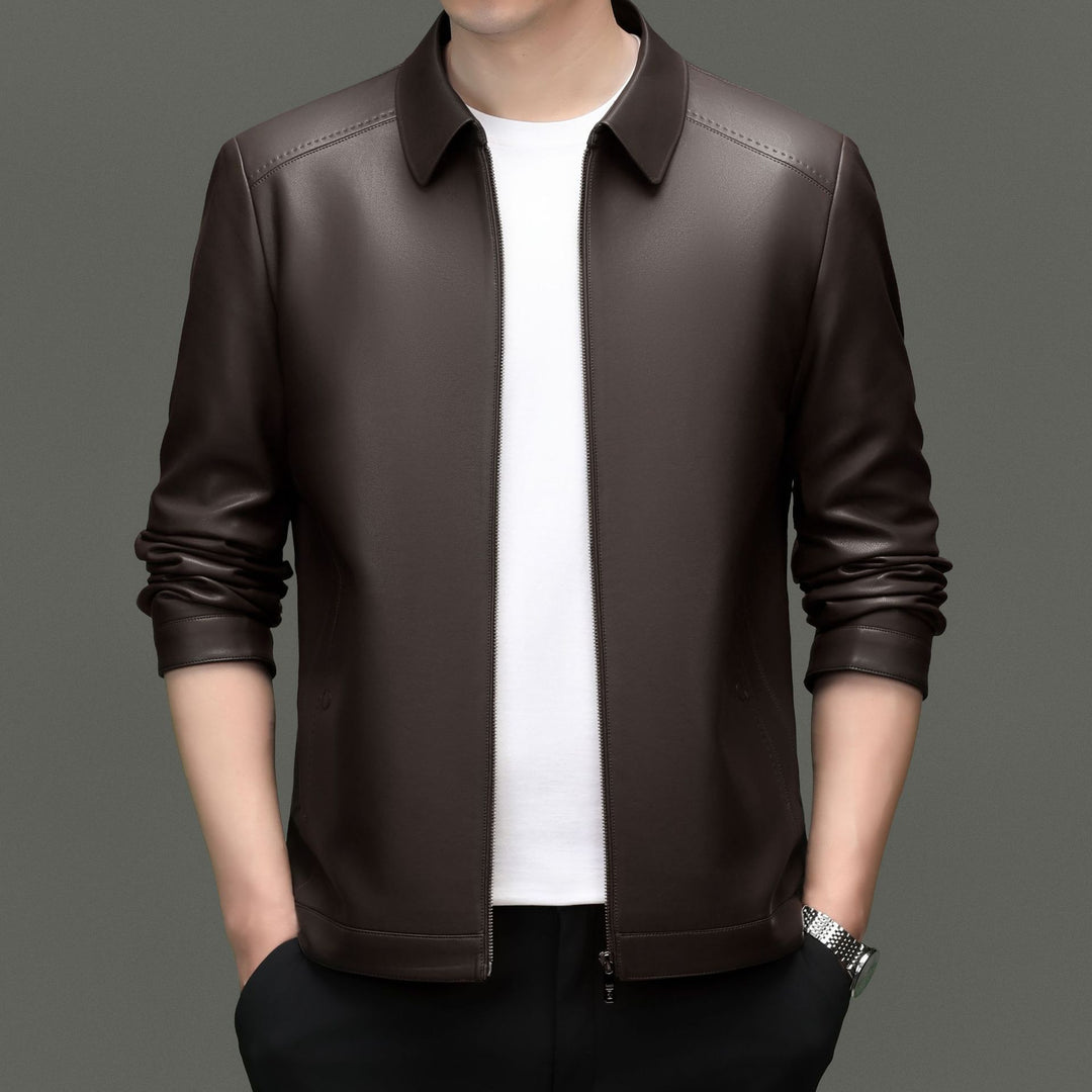 Herren Lederjacke mit modernem Schnitt und elastischen Bündchen Drune
