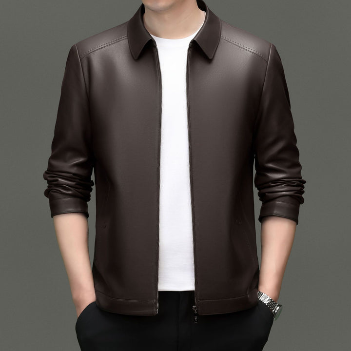 Herren Lederjacke mit modernem Schnitt und elastischen Bündchen Drune