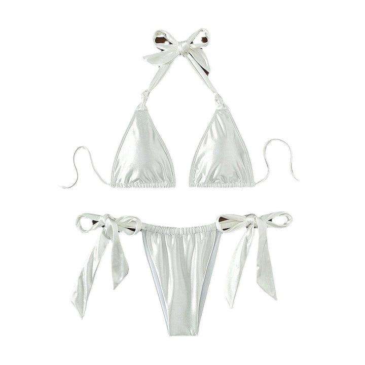 Damen Stilvoller Triangel-Bikini mit Schleifen-Details Drune
