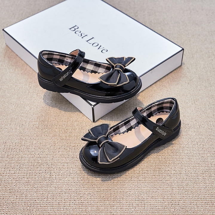 Mädchen Ballerina Schuhe mit verstellbarem Riemen und dekorativem Schleifenakzent Drune