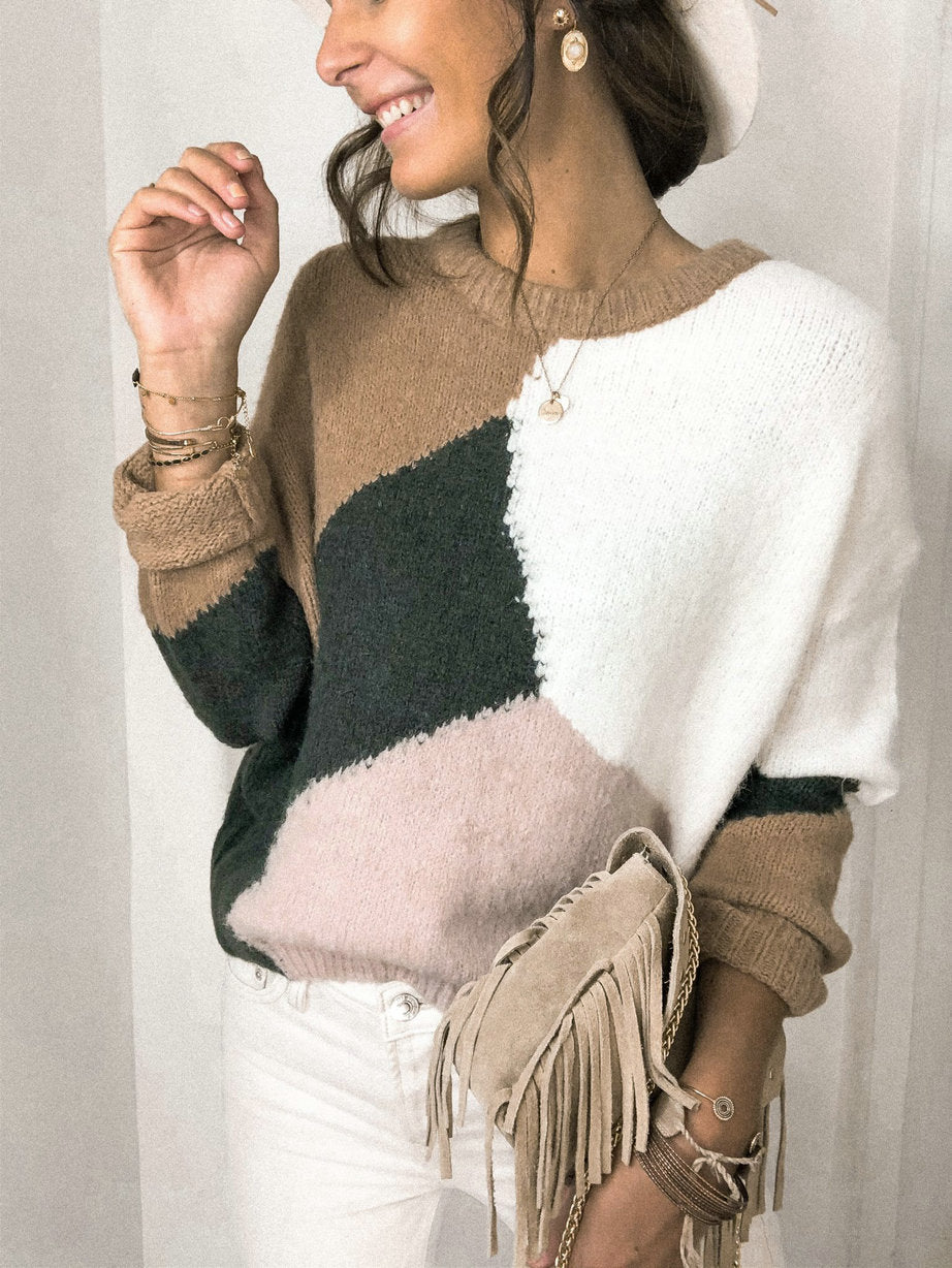 Damen lässiger Pullover mit geometrischem Design und vielseitigem Style Drune
