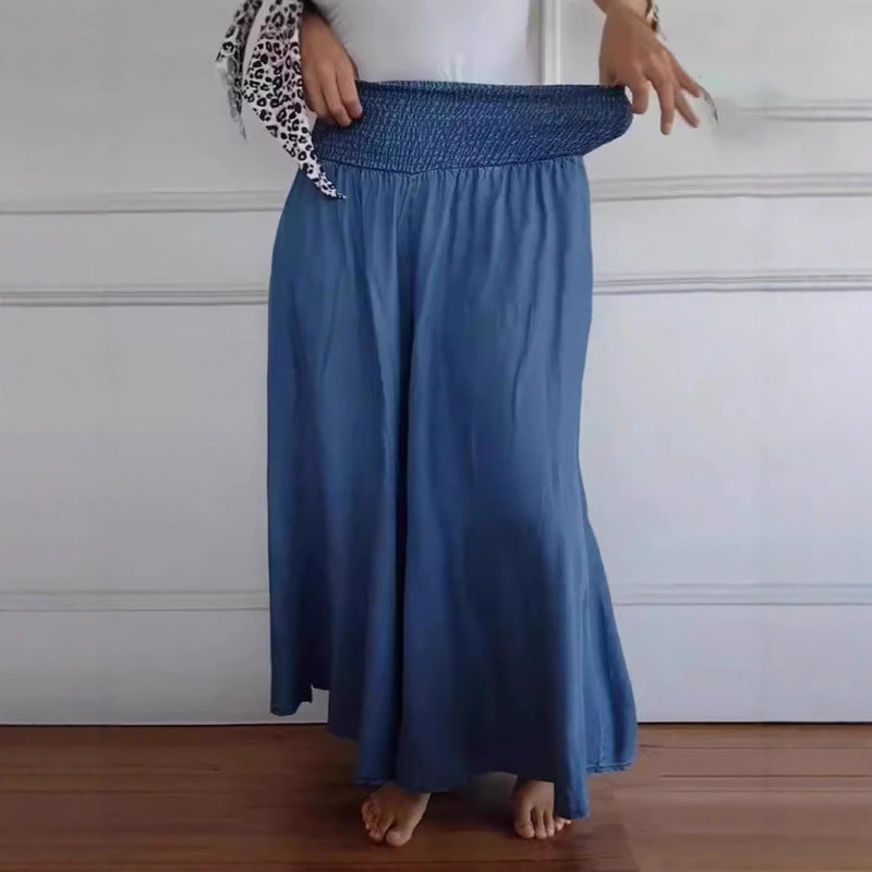 Damen luftige Weite Hose mit elastischem Bund und Taschen Drune