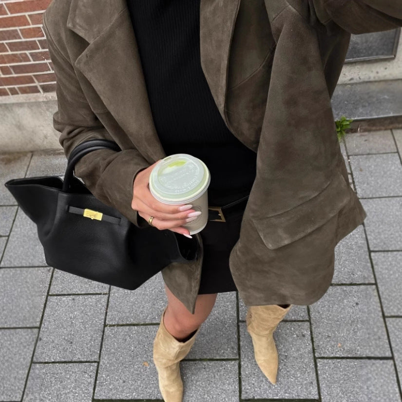 Damen Hochwertige Blazerjacke aus strukturiertem Material Drune