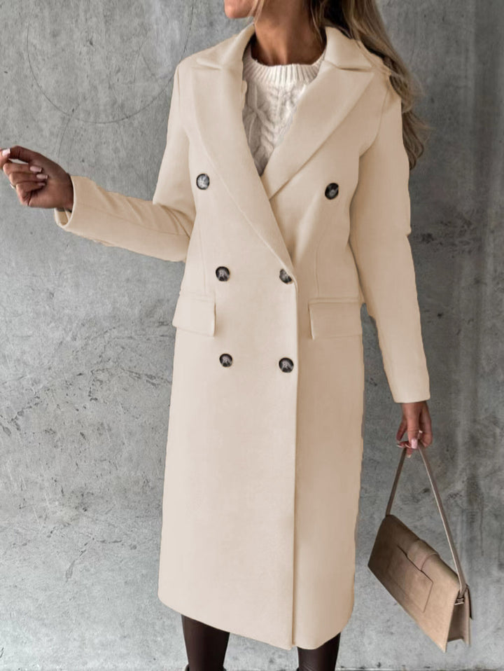 Damen eleganter doppelter Knopf-Mantel mit tailliertem Schnitt Drune