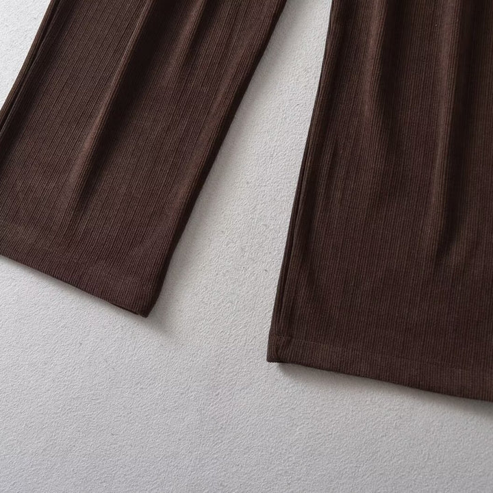 Damen weite Cord-Hose mit eleganter Bundfalten-Details Drune