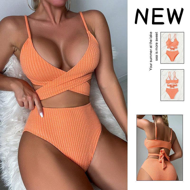 Damen Hochtailliertes Bikini-Set mit raffiniertem Wickeldesign Drune