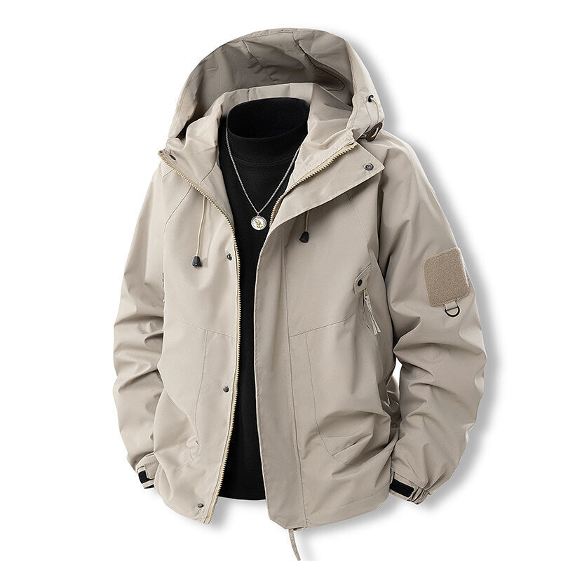 Herren funktionale Outdoor-Jacke mit verstellbarem Kapuzenbereich und atmungsaktiven Eigenschaften Drune