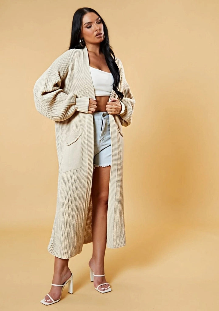 Damen Langstrick-Cardigan mit offenem Design und praktischen Taschen Drune