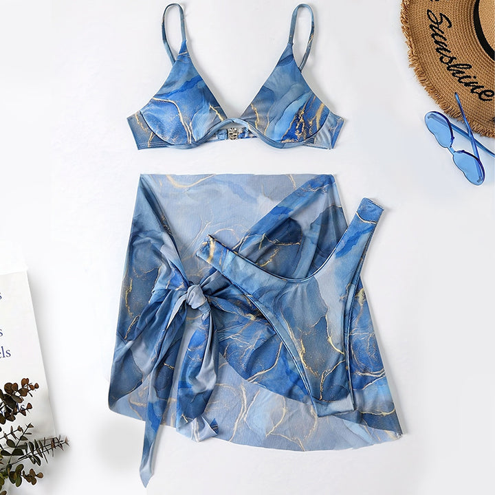 Damen Bikini-Set mit floralem Wickelrock Drune
