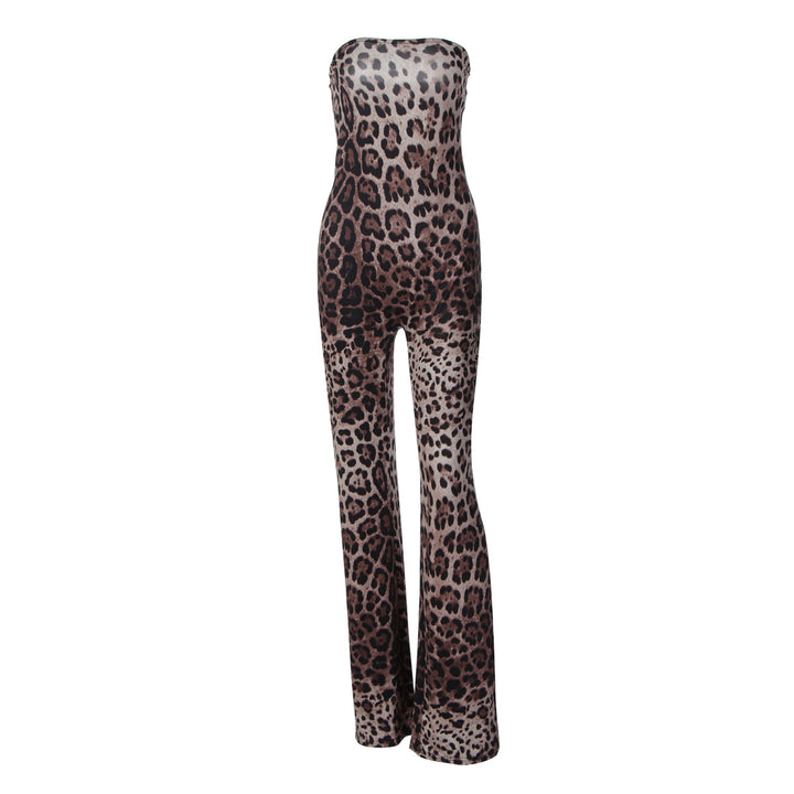 Damen Modischer All-in-One Jumpsuit mit Leopardenmuster und Raffinierter Passform Drune