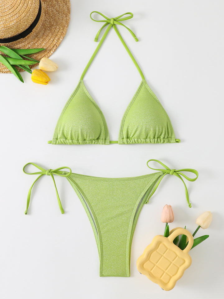 Damen Triangel-Bikini mit schimmerndem Rüschendesign Drune