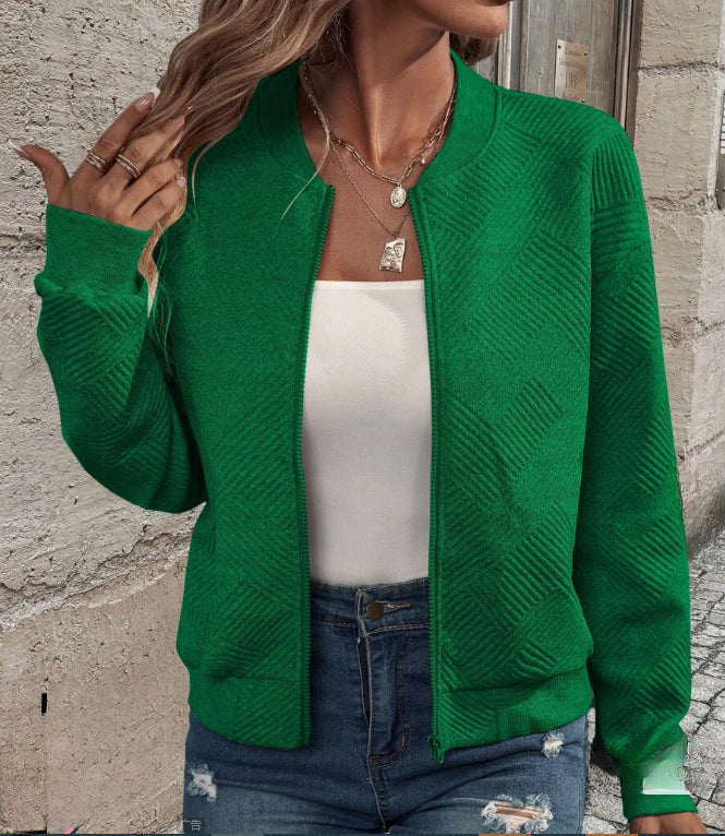 Damen lässige Zip-Jacke mit strukturiertem Design Drune