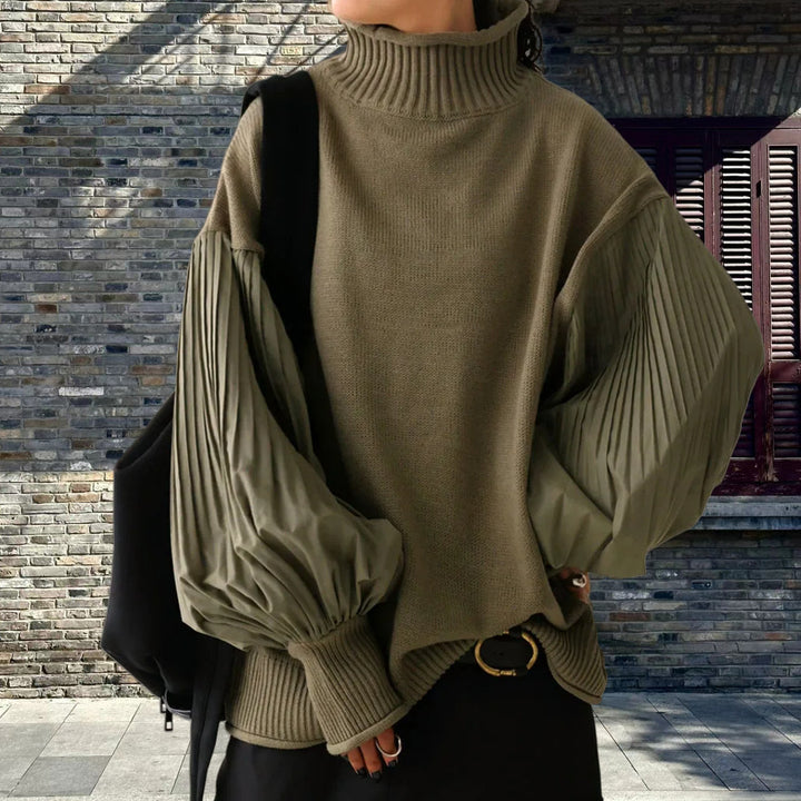 Damen Oversized Pullover mit strukturierten Puffärmeln Drune